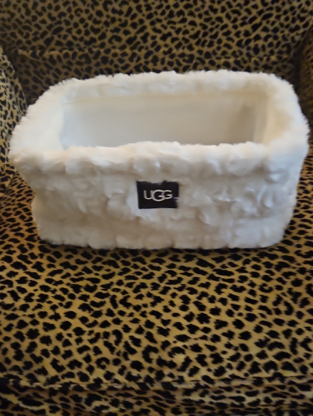 UGG Cream Faux Fur Basket with Logo Patch